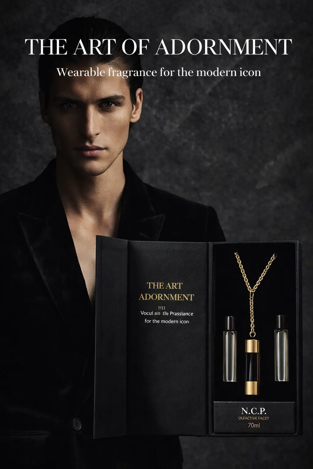 Leather and vetiver mood captured in a dark still life