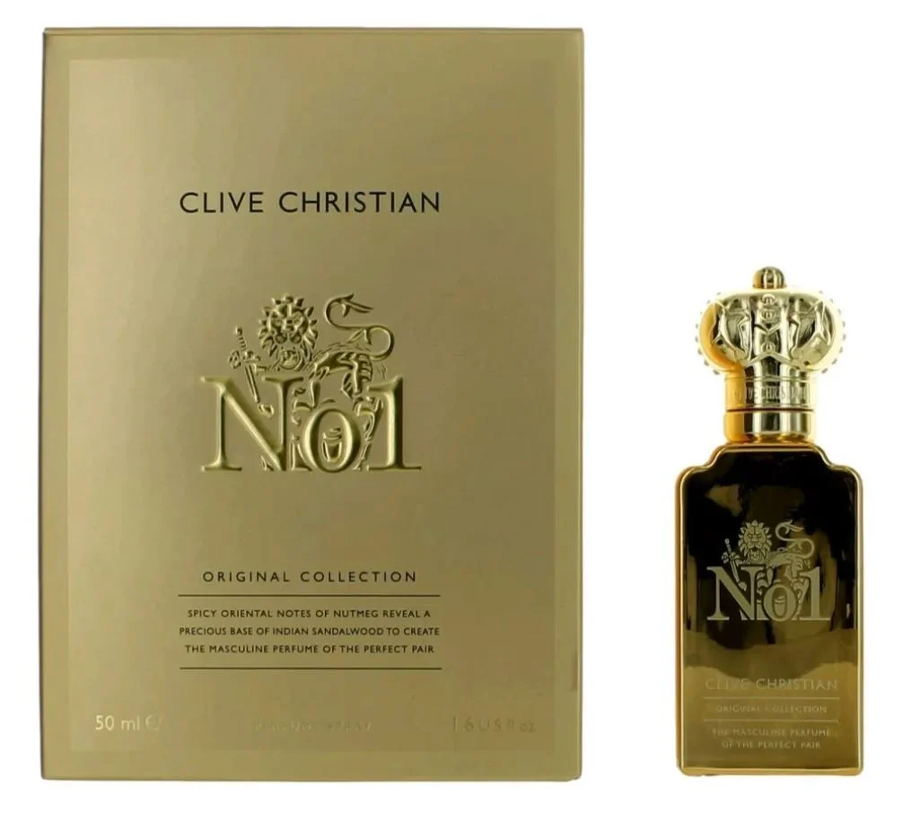 The elegant gold bottle of Clive Christian No 1 Masculine