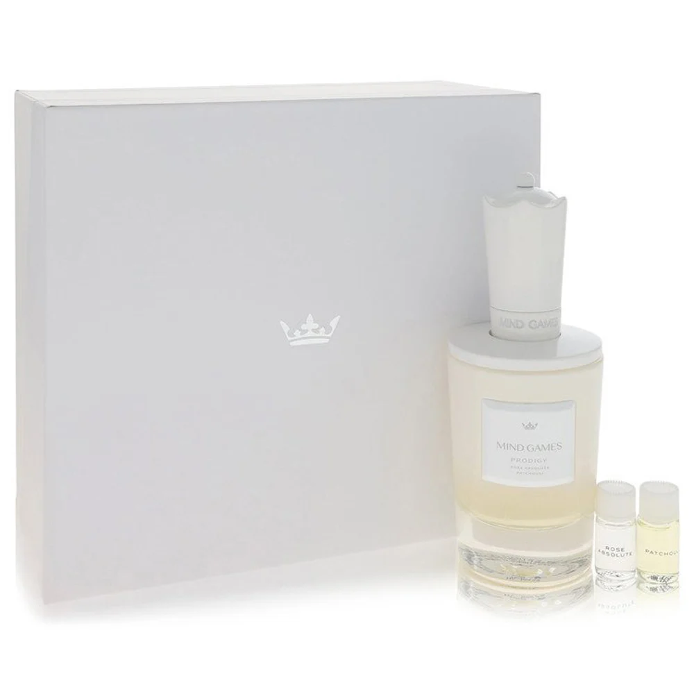 A luxury patchouli gift set with a black bottle and travel spray