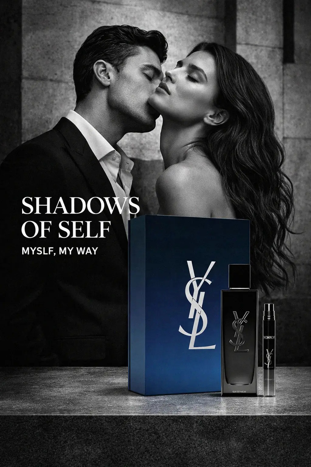The sleek black bottle of the YSL Myslf fragrance collection