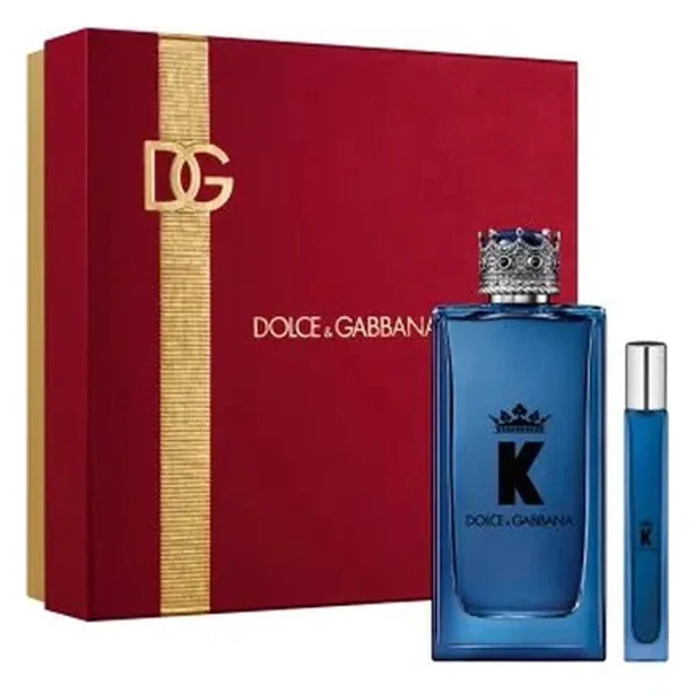 A luxury men's cologne gift set showing the regal crown flacon