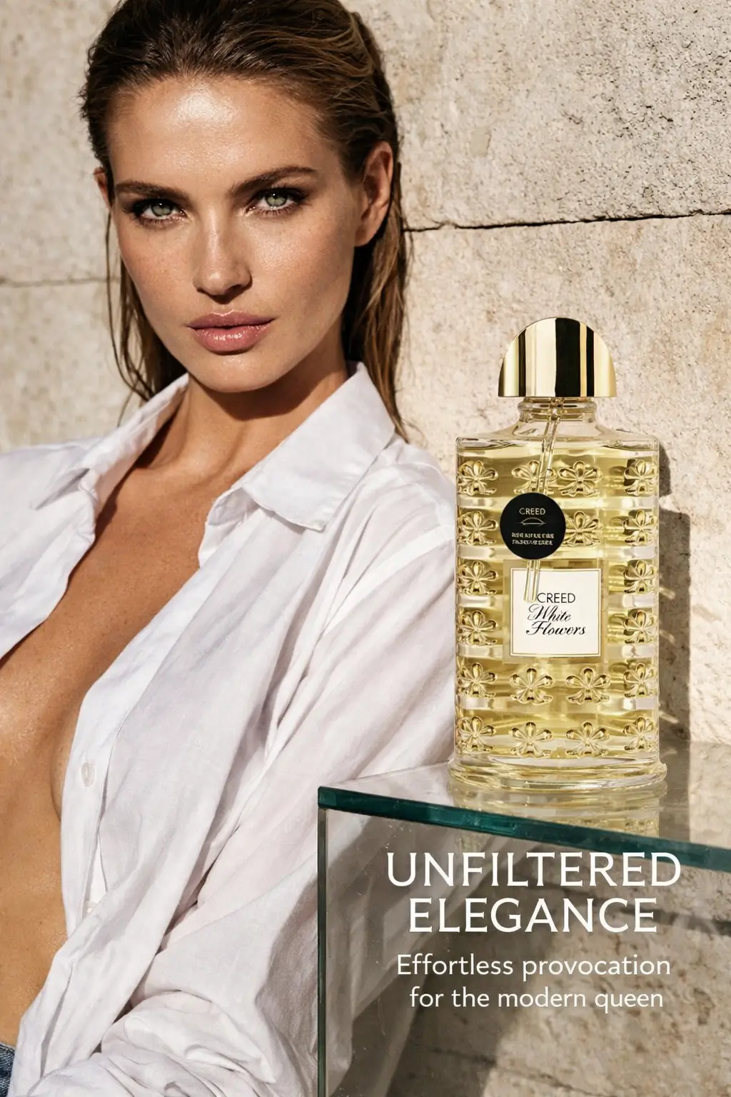 White silk and garden atmosphere reflecting the mood of Creed White Flowers