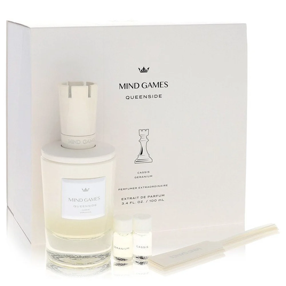 Mind Games Queenside luxury extrait de parfum gift set featuring statuesque chess-inspired bottle