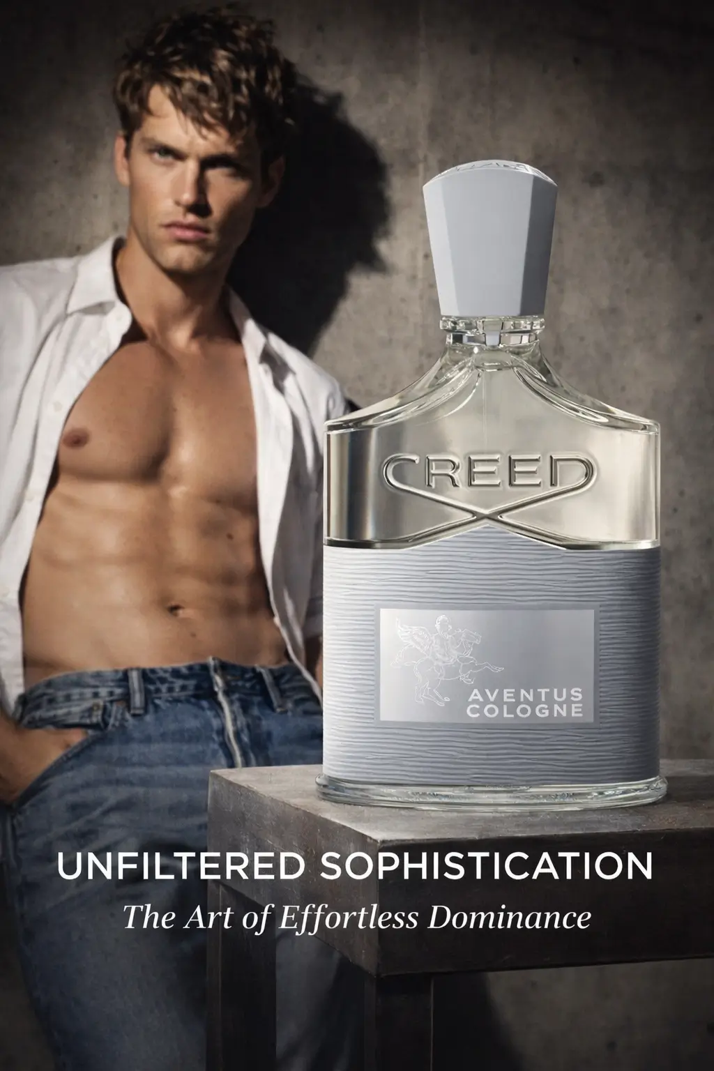 Mandarin and ginger notes beside a silver-capped Aventus Cologne bottle