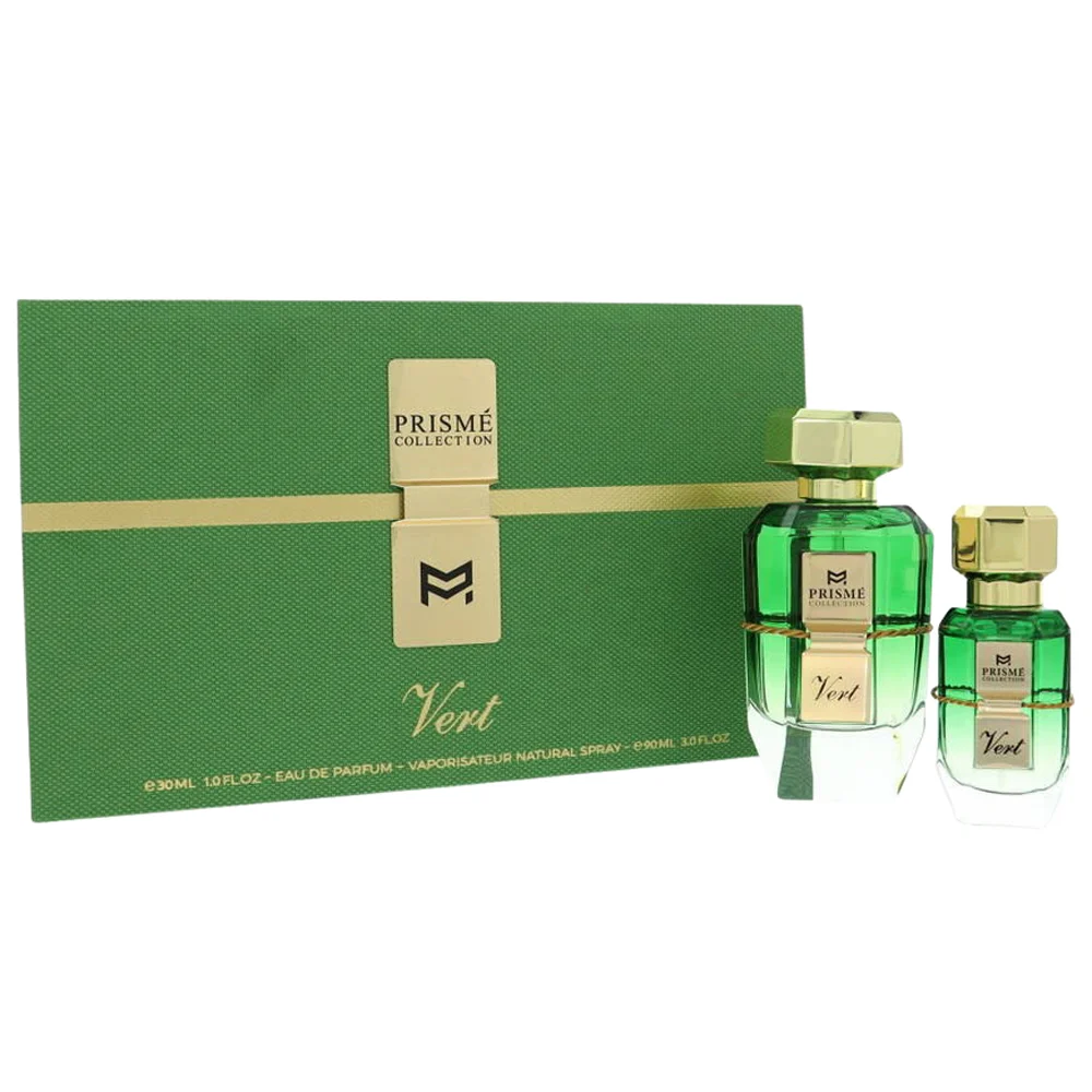 The Patek Maison Prisme Vert amber floral fragrance set radiates luxury in its sleek presentation