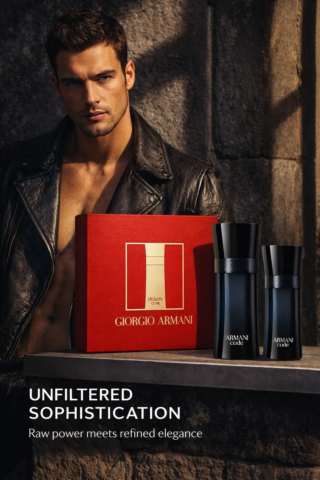 The deep blue ombre of the iconic tuxedo bottle silhouette