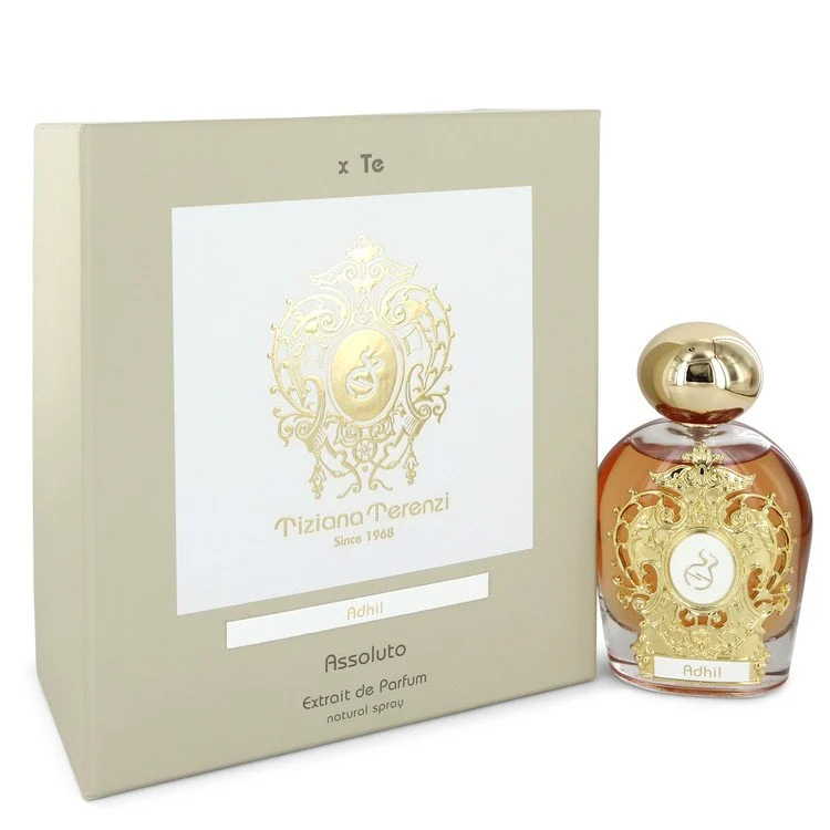 Tiziana Terenzi Adhil Assoluto floral green extrait de parfum bottle in a celestial setting