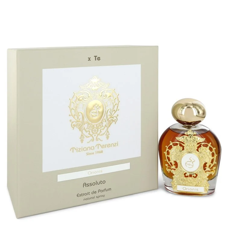 A bottle of Orionis oriental extrait de parfum by Tiziana Terenzi