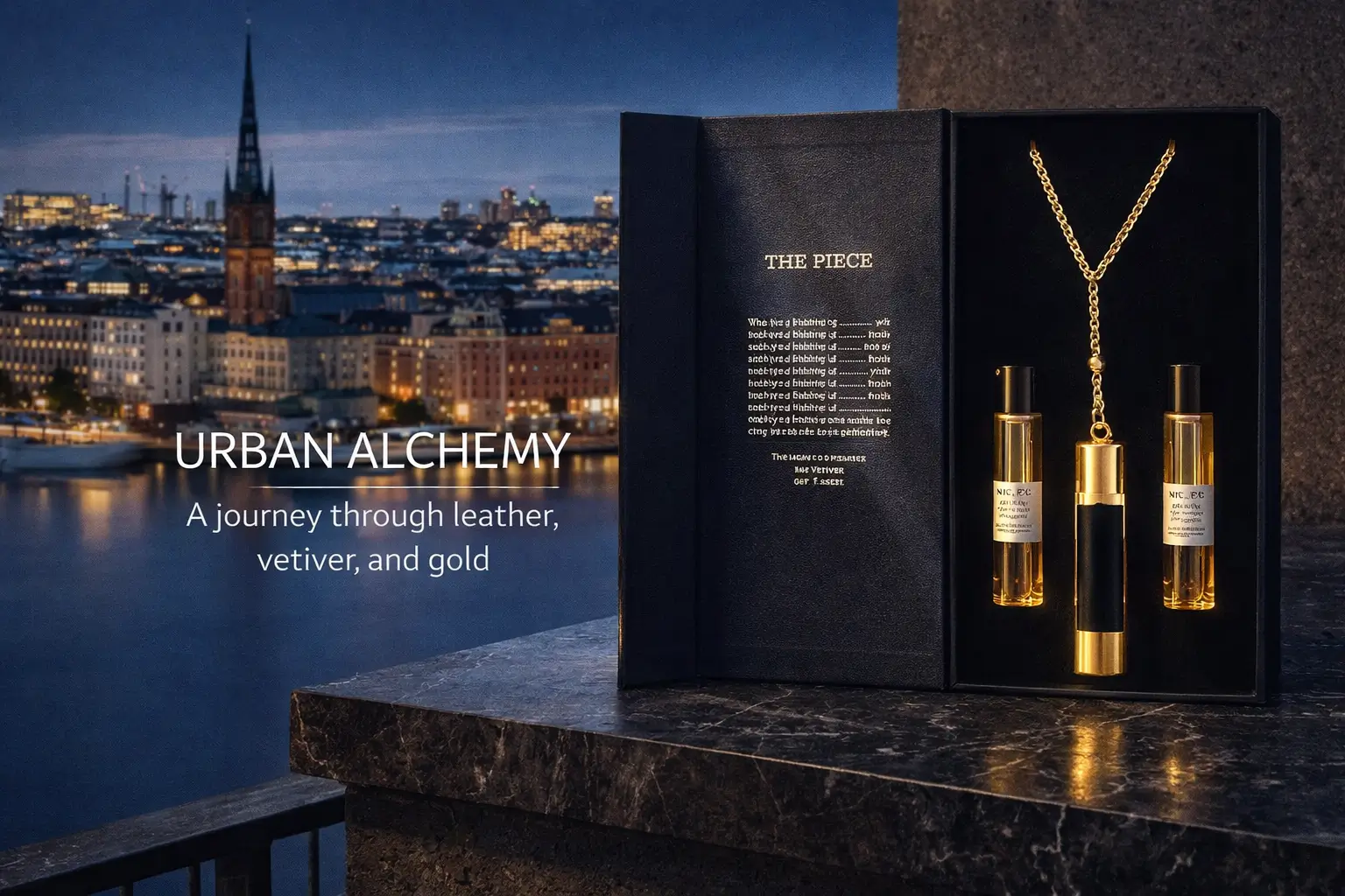 2-in-1 Wearable Scented Accessory - N.C.P. Olfactive Facet 701 Gold Gift Set