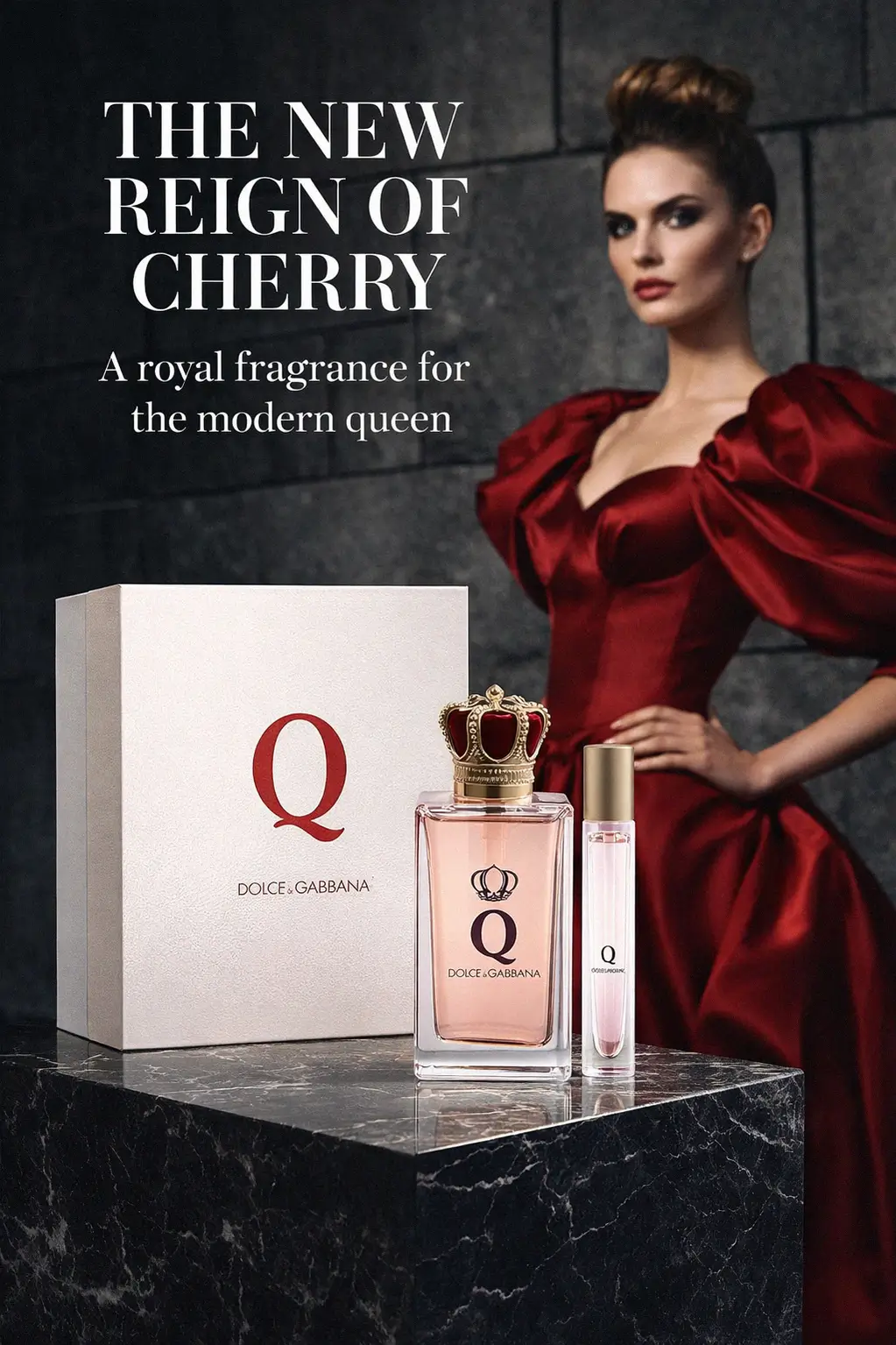 The elegant crown detail of the Dolce & Gabbana Q bottle