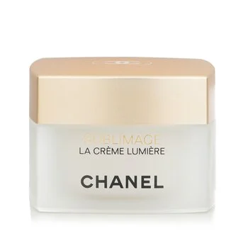 CHANEL Sublimage La Creme Lumiere jar on a white vanity