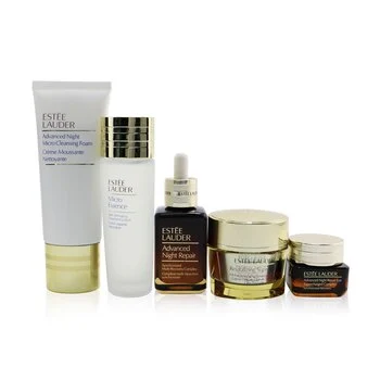 Estée Lauder Your Nightly Skincare Experts Set arranged on a luxury vanity