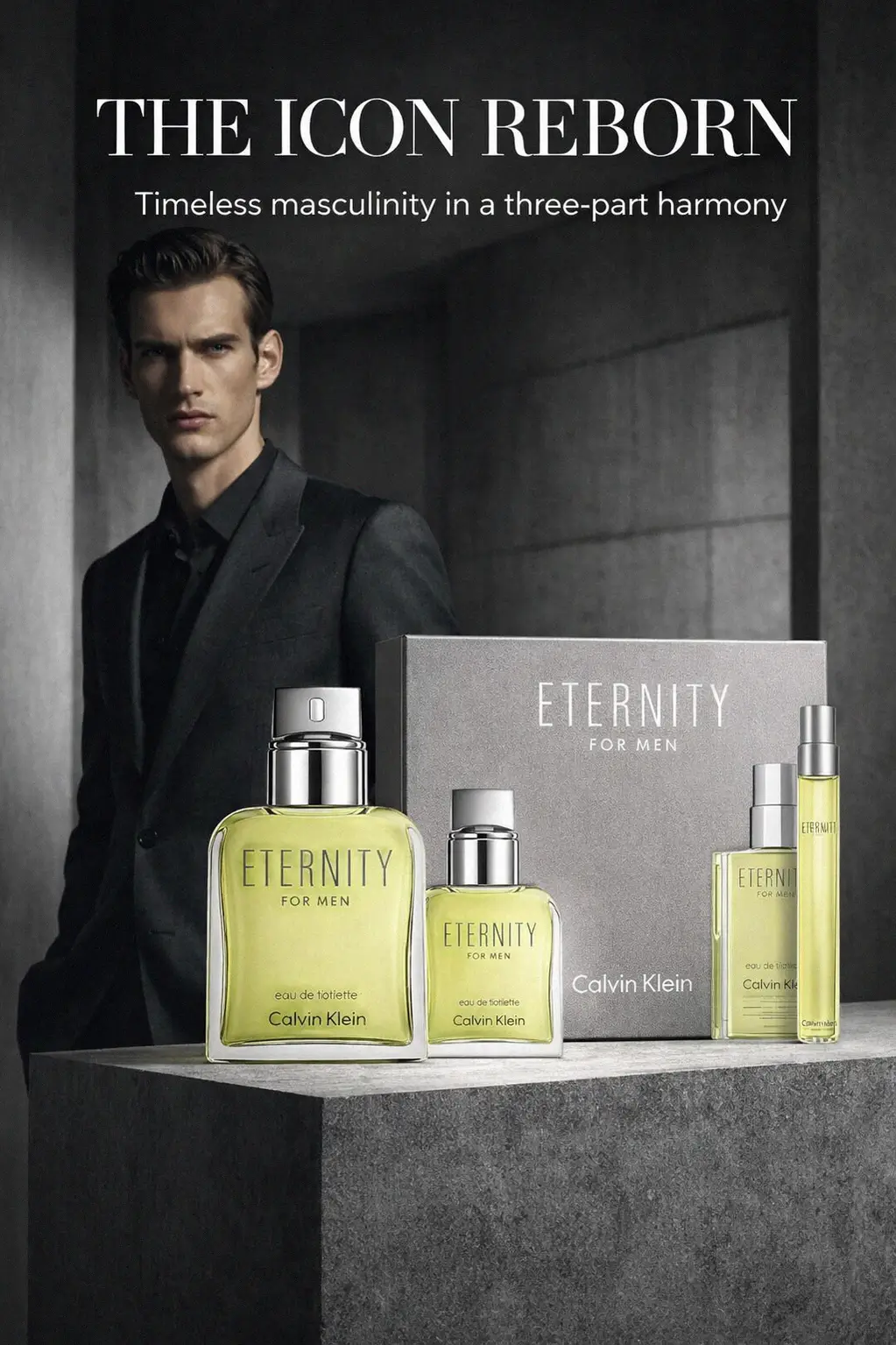 Calvin Klein Eternity for Men in a three piece collection