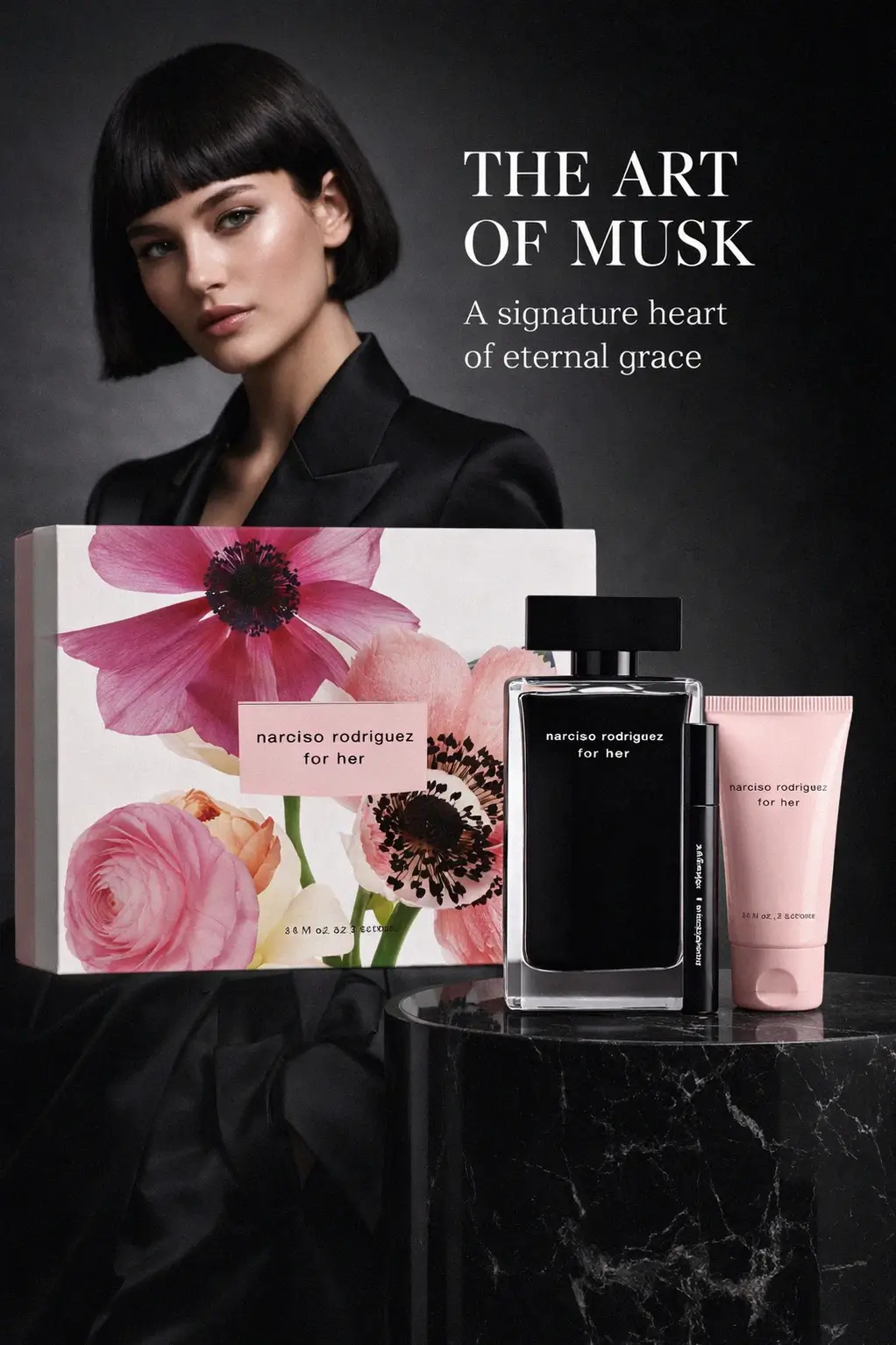Three step signature scent routine with Narciso Rodriguez