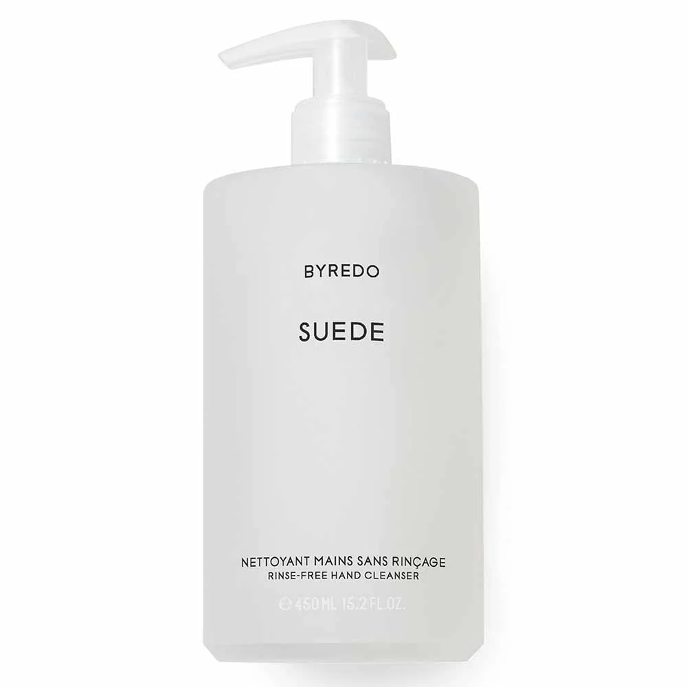 Byredo Suede Rinse-Free Hand Cleanser in a velvet matte bottle