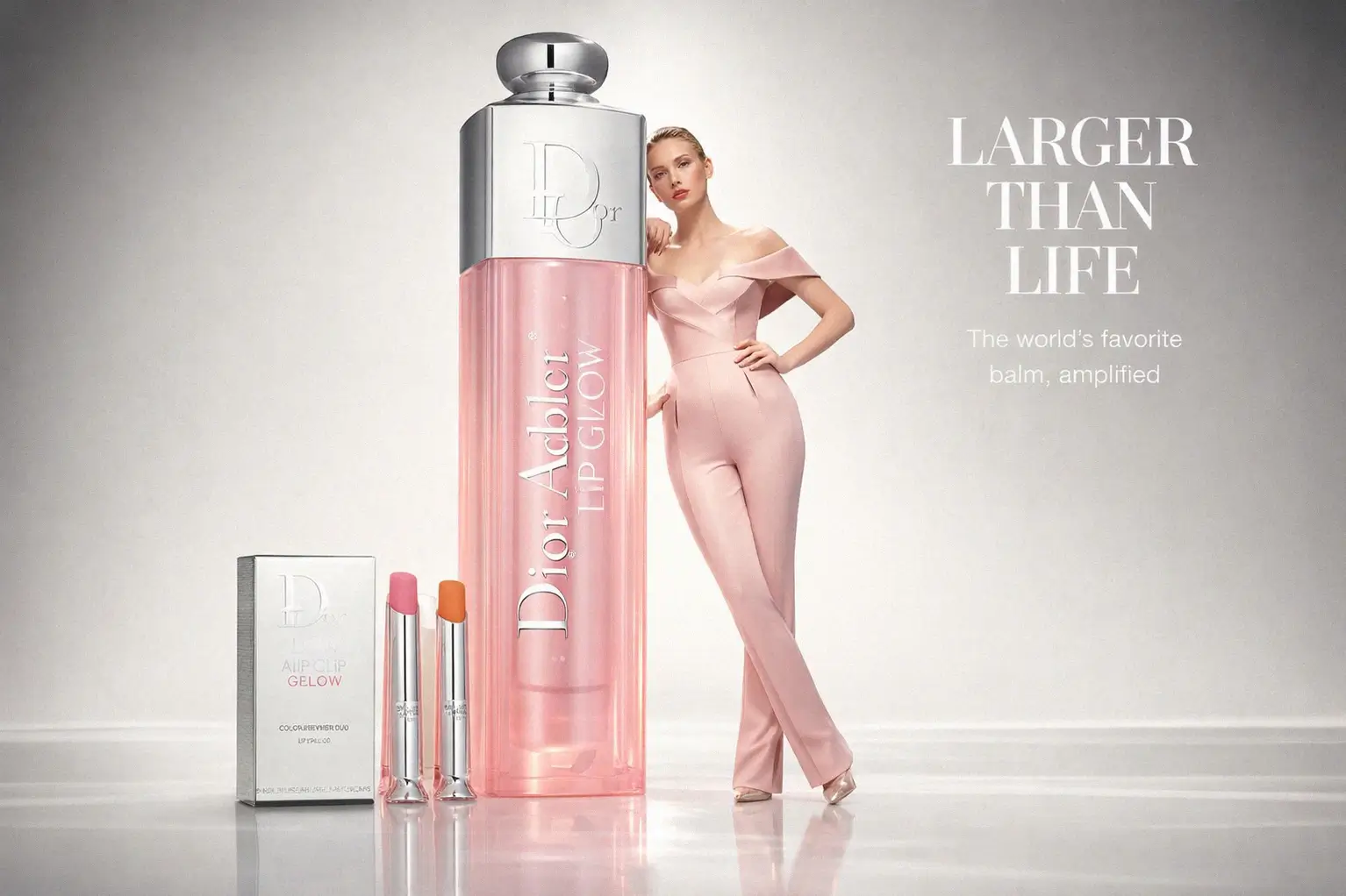 Two pink and coral Dior Addict Lip Glow balms in a premium silver and pink boxed gift set.