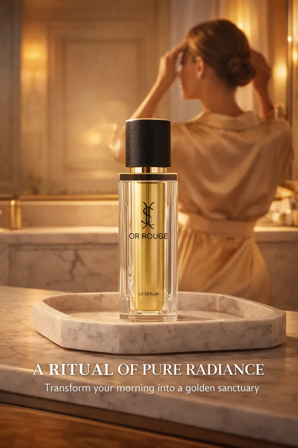 Close up of serum texture and refillable bottle