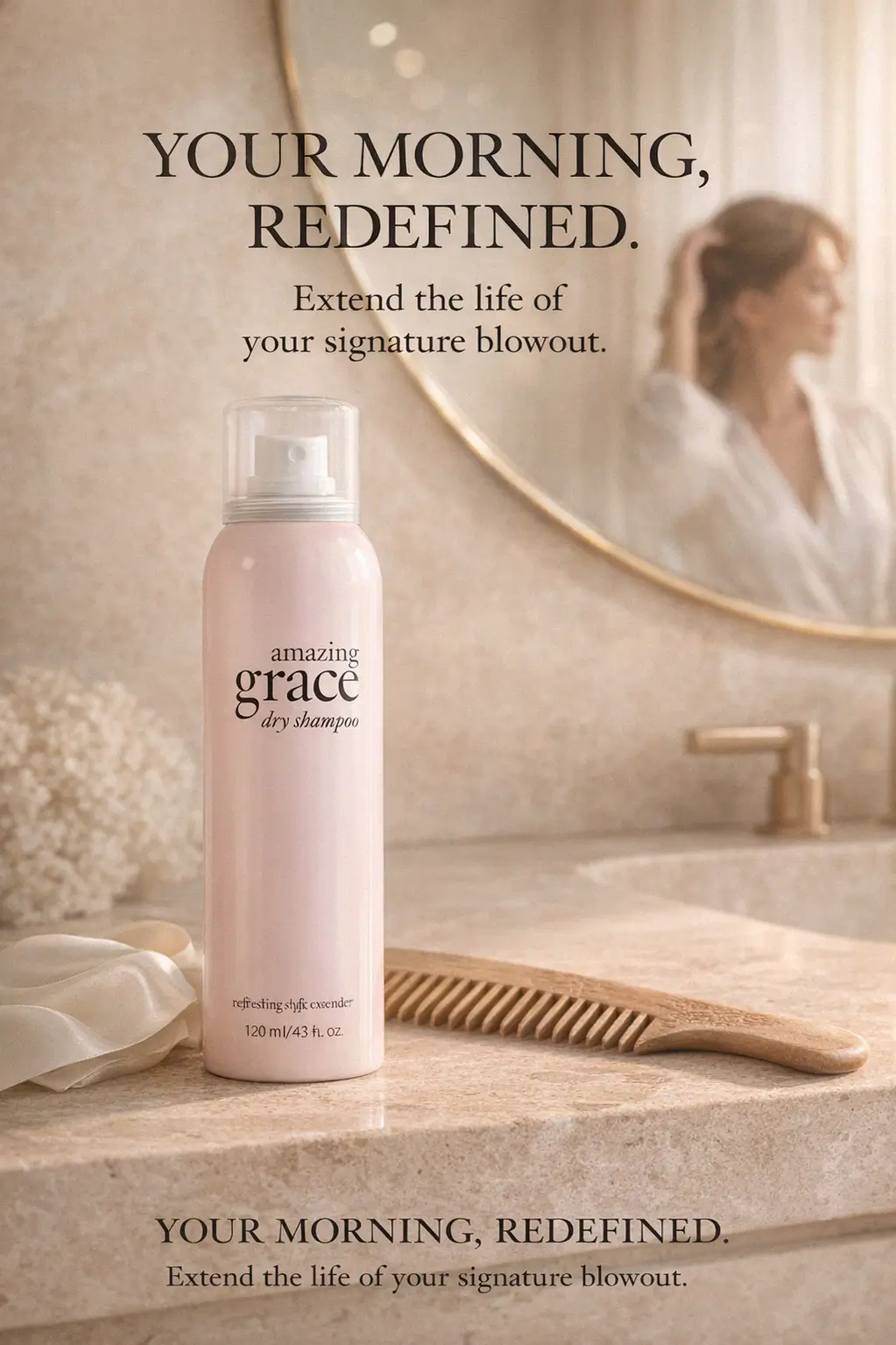 Polished blowout routine with dry shampoo