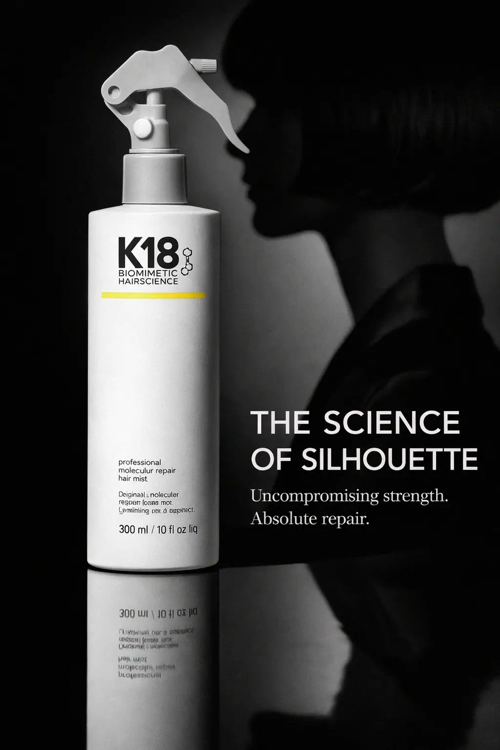 Luminous hair finish after professional molecular treatment