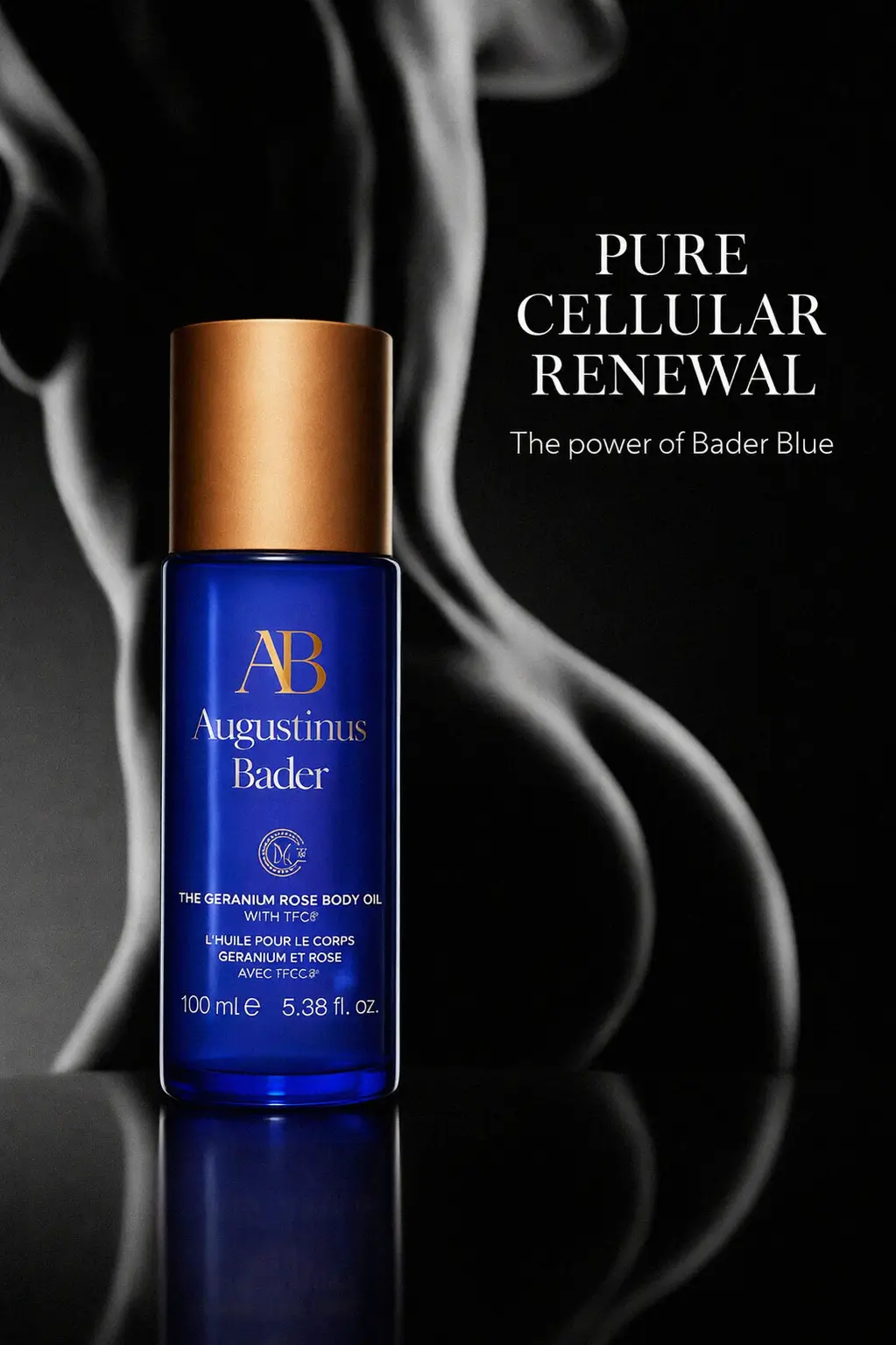 The Geranium Rose Body Oil in a luxury bathroom setting