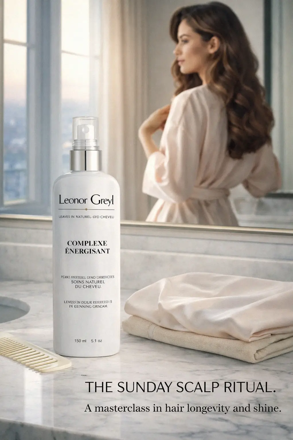 A polished scalp ritual with French botanical hair care