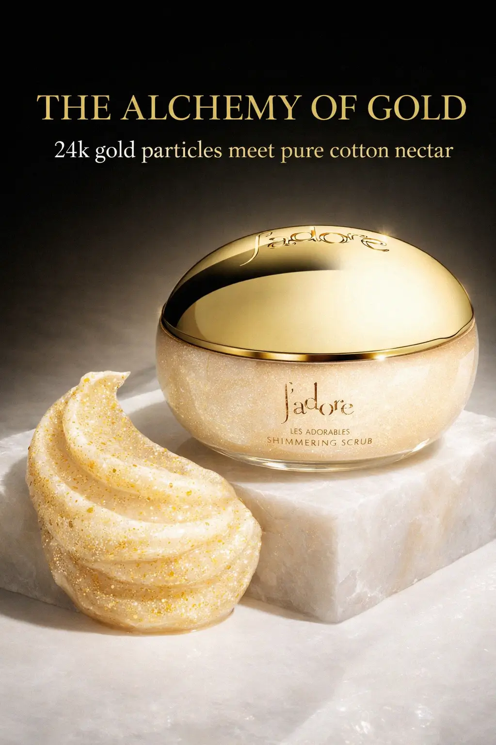 Golden exfoliating texture with 24k particles