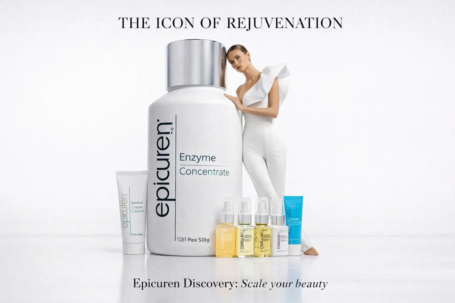 A luxury 7-piece skincare kit by Epicuren Discovery featuring various bottles in a travel bag.