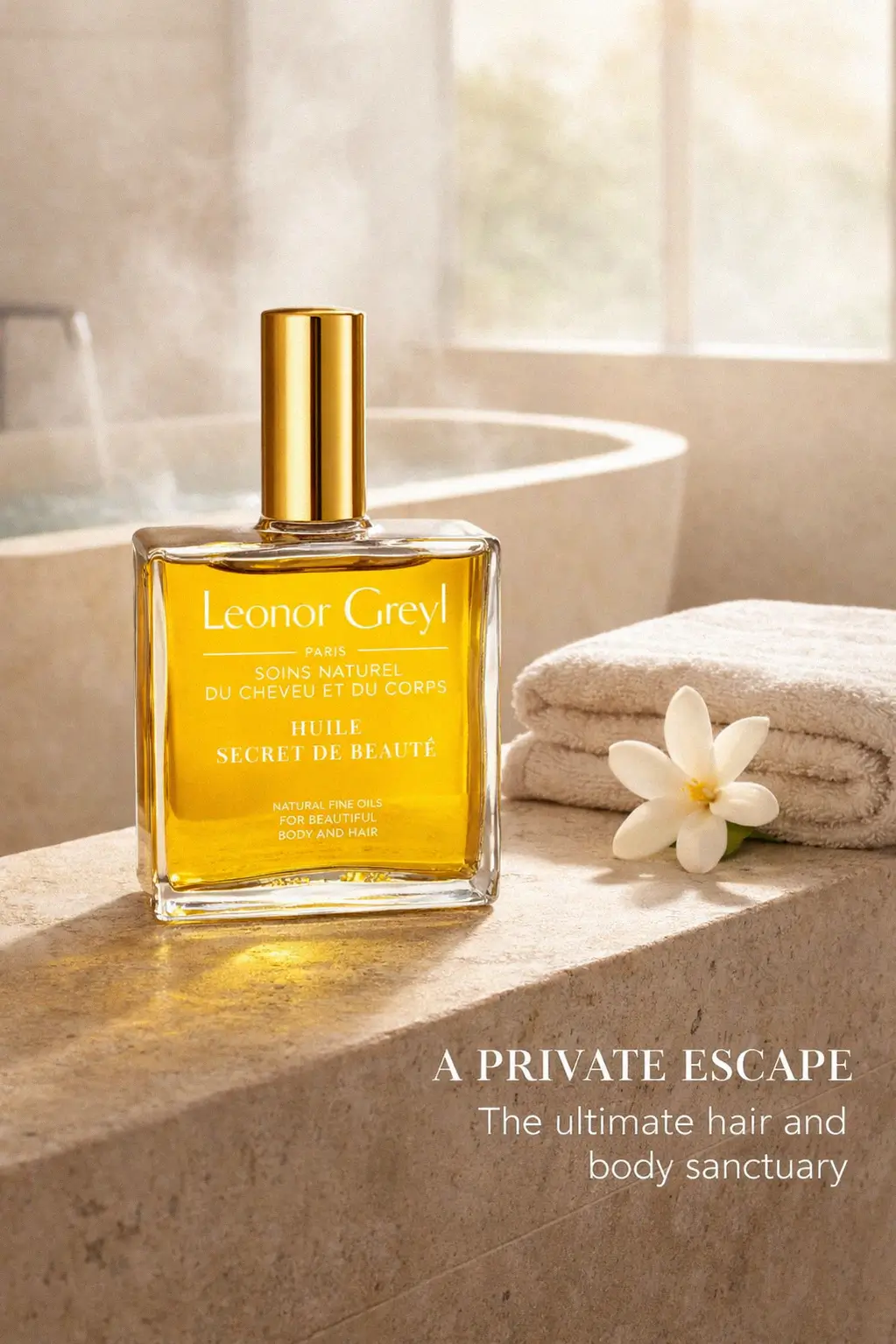 Premium botanical hair and body oil application