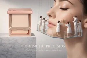 Elegant compact of Natasha Denona Hy-Glam Powder Foundation on a minimalist vanity surface.