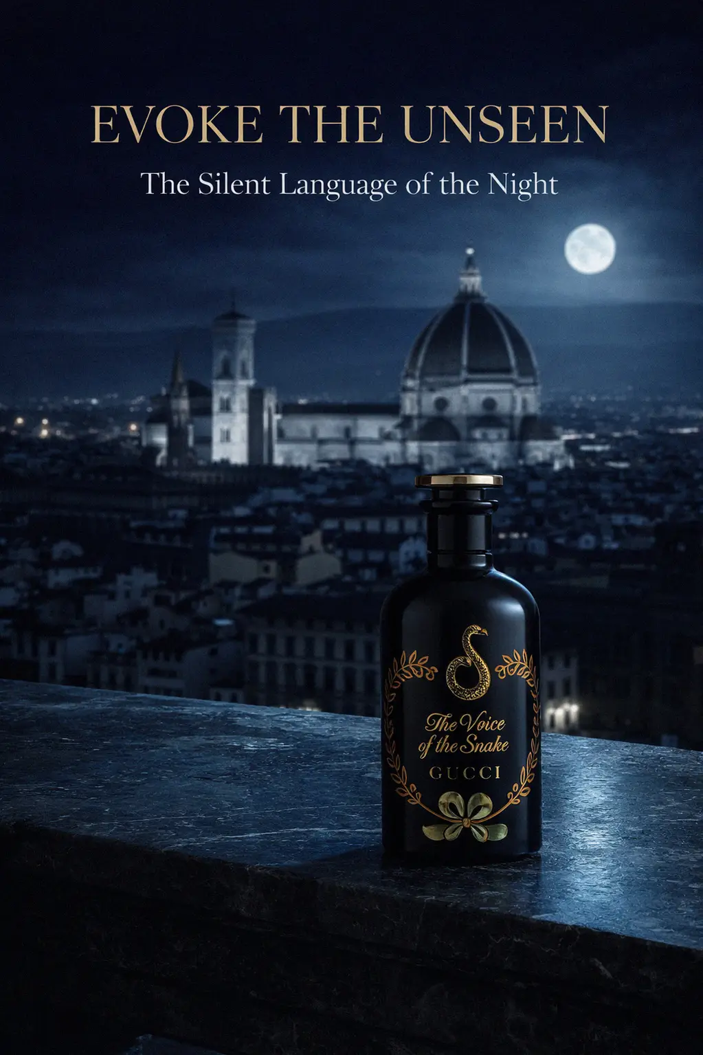 Luxury aesthetic of a woody leathery fragrance flacon