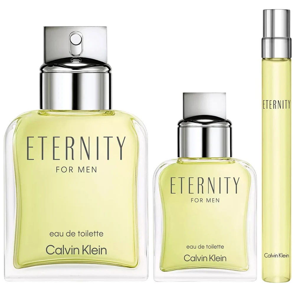 The Eternity for Men Gift Set featuring three sizes of aromatic fougere cologne