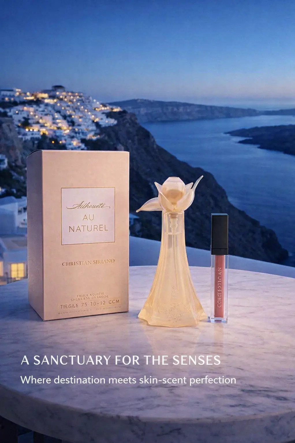 The elegant bottle of Christian Siriano Silhouette Au Naturel against a neutral background