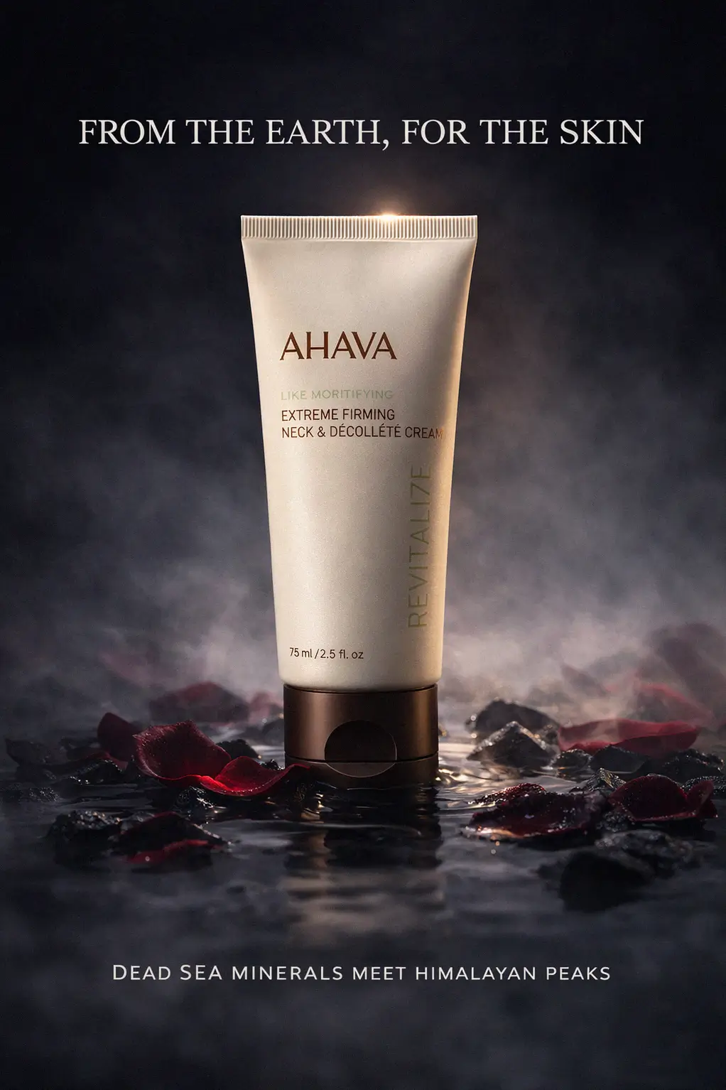 Close up of smooth skin on a neck and chest after skincare application