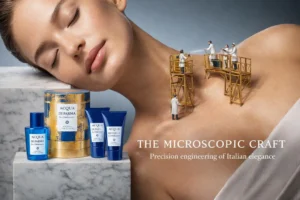 Acqua Di Parma Mirto di Panarea gift set featuring a blue glass bottle and two matching tubes.