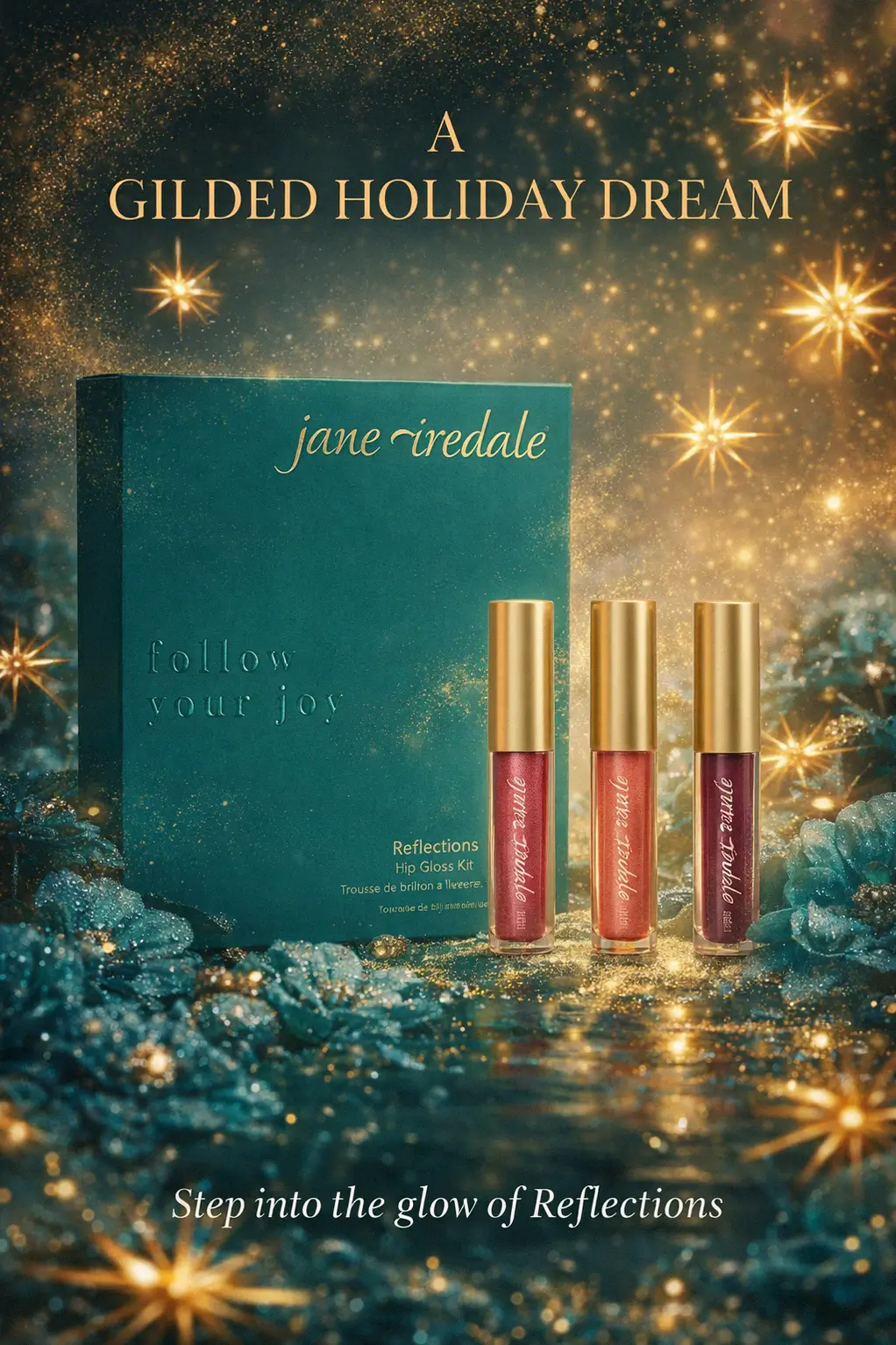 Three lip gloss minis on a luxury vanity