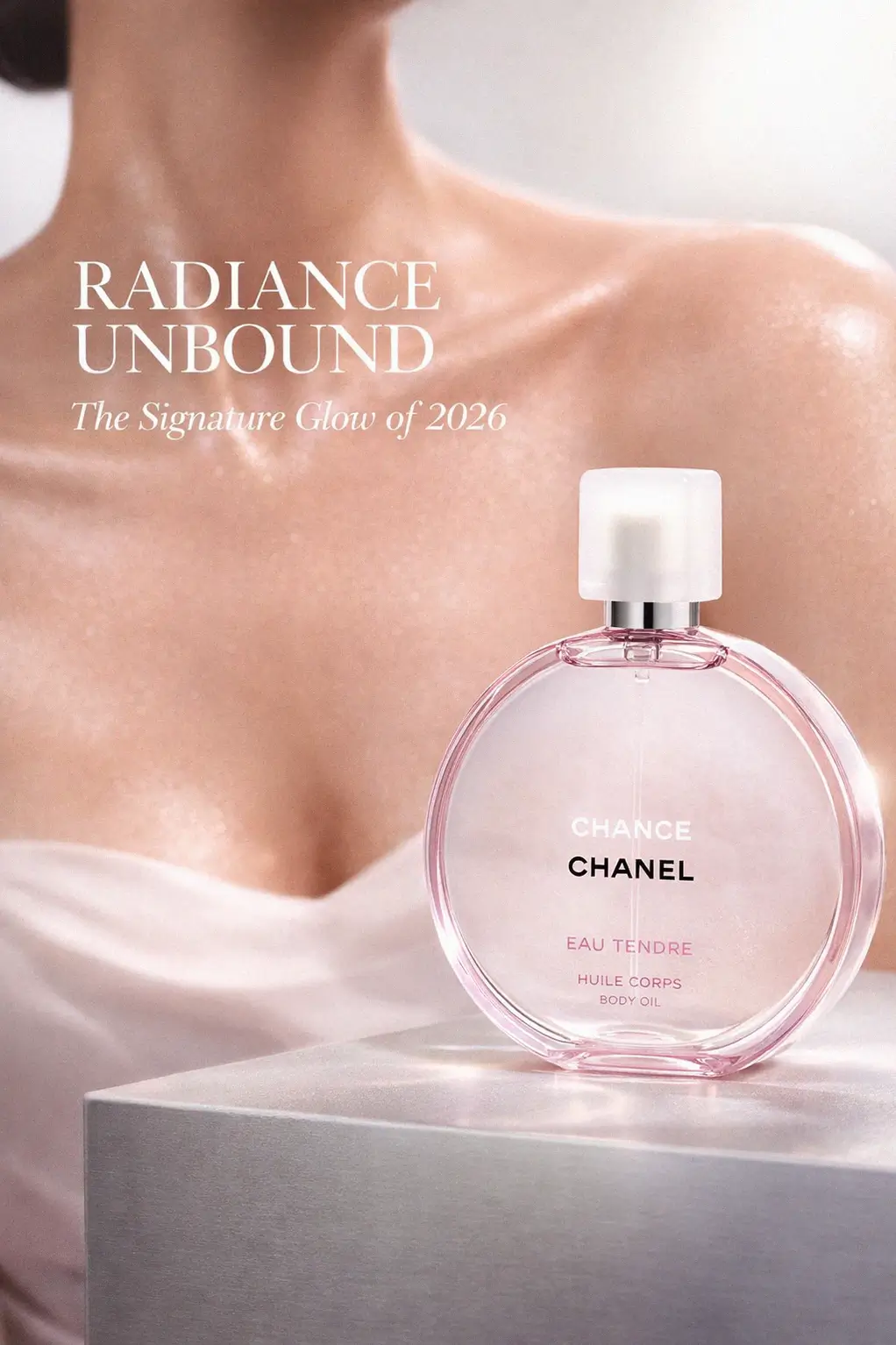 Luxury bathroom setup with a silky body oil