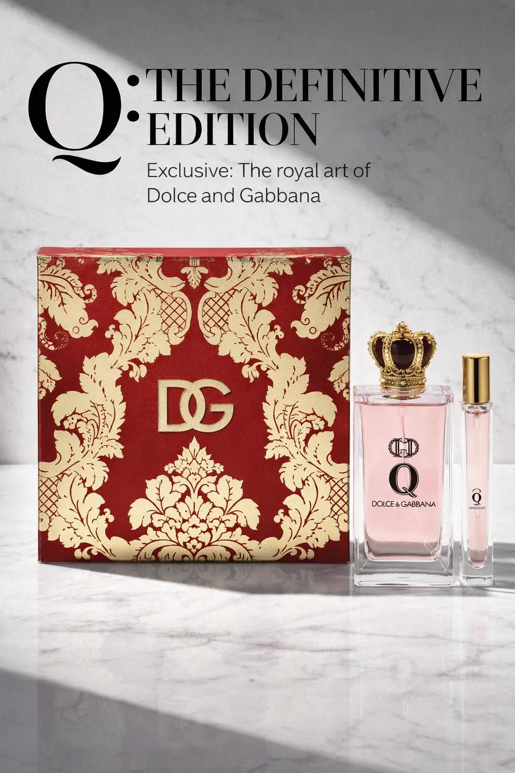 A close-up of the cherry and citrus notes inspired by the Q Eau de Parfum Gift Set