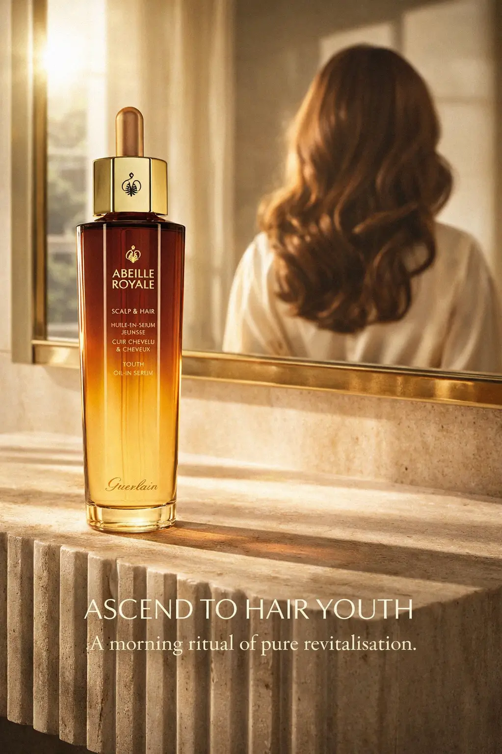 Premium hair serum on a luxury vanity