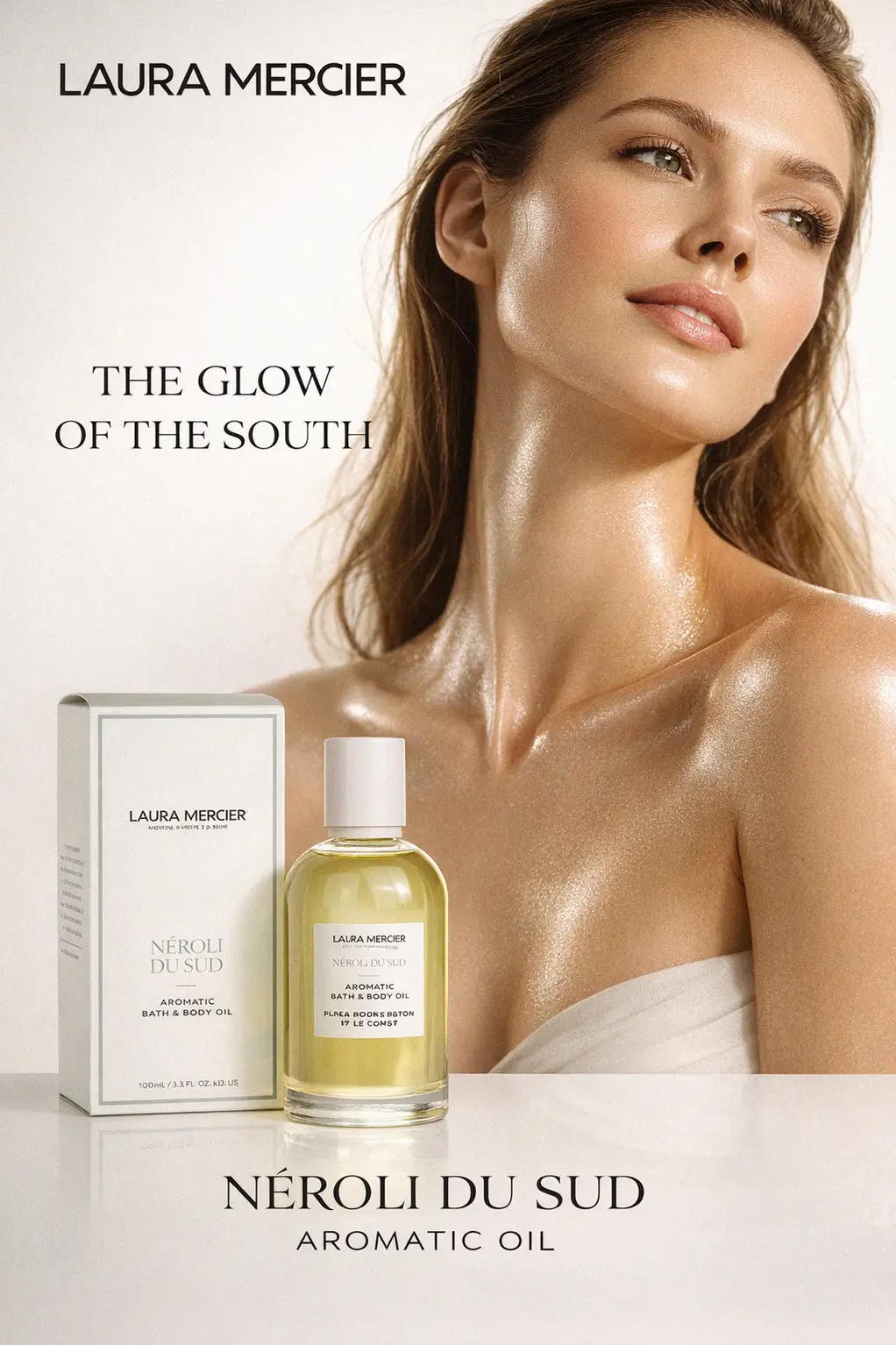 Close up of botanical oil texture on skin