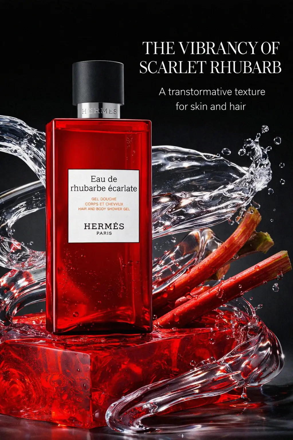 Hermès shower gel on a luxury vanity