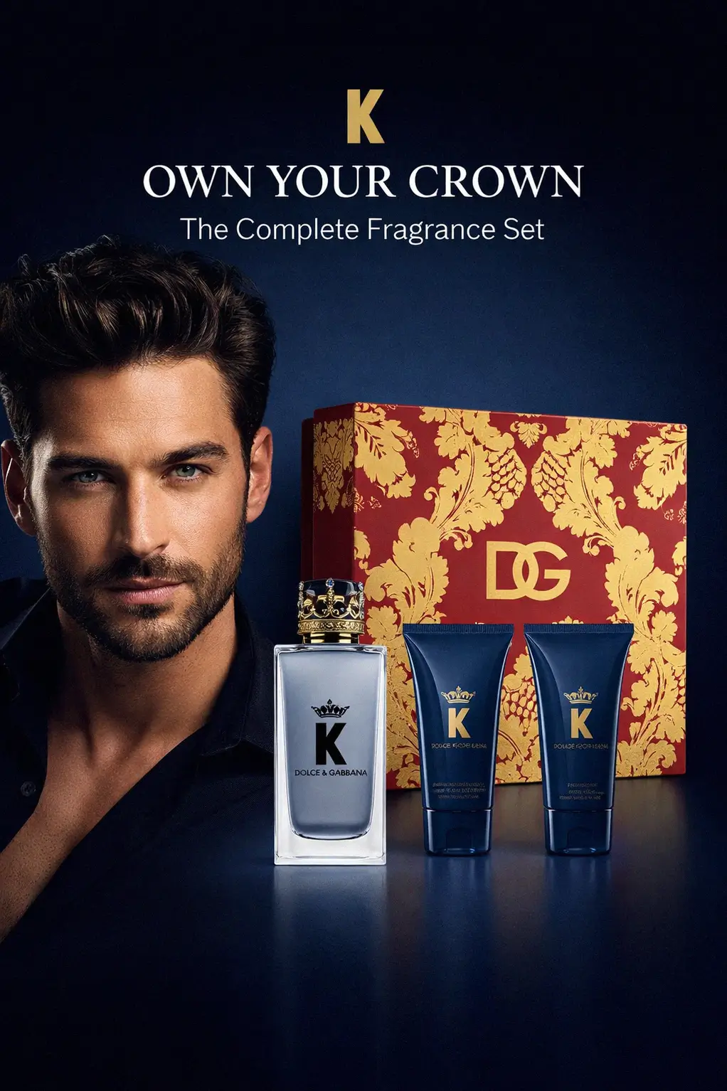 Luxury fragrance set featuring woody aromatic notes
