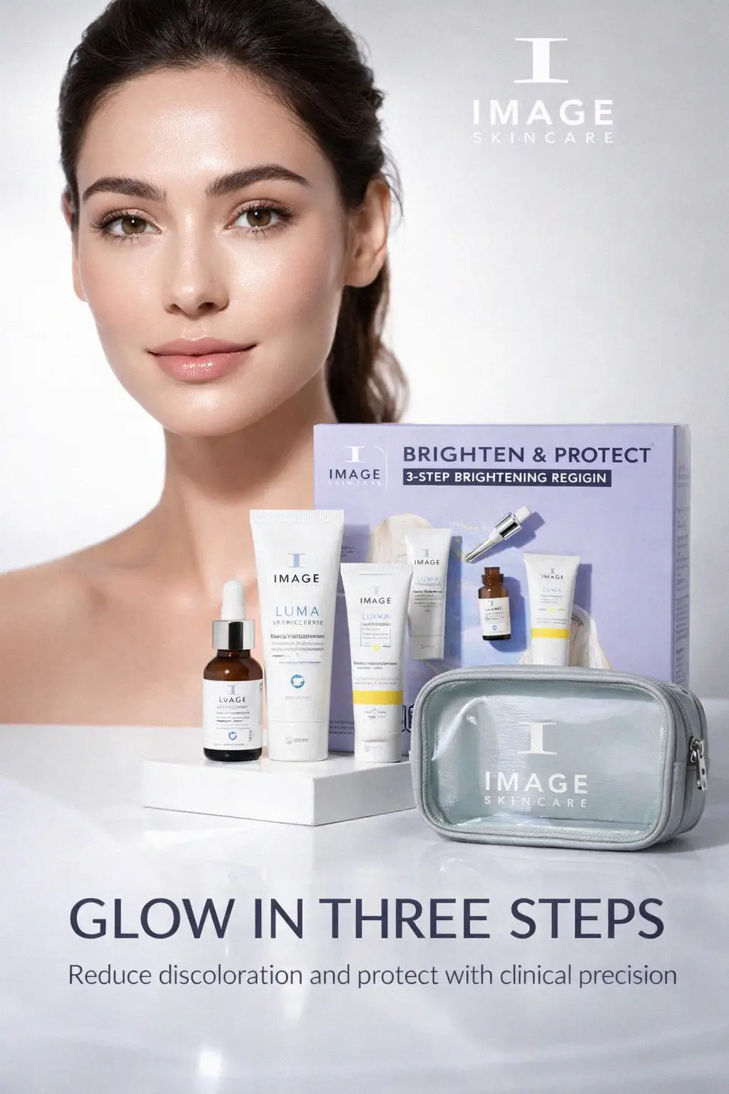 Brightening skincare kit with cosmetic bag