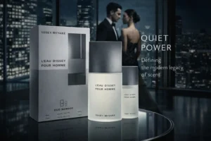 Issey Miyake L'eau d'Issey Pour Homme gift box with a large clear bottle and travel accessories.