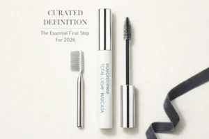 Close up of Colorescience Total Lash Mascara tube and wand showing the fine-bristled applicator brush.
