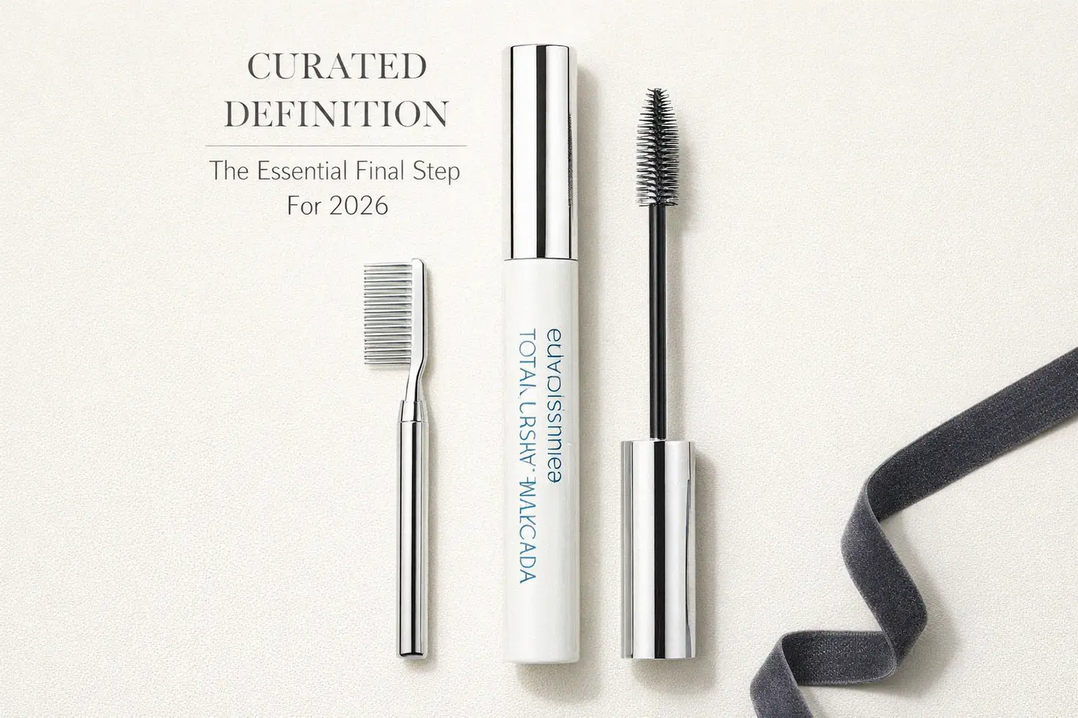 Close up of Colorescience Total Lash Mascara tube and wand showing the fine-bristled applicator brush.
