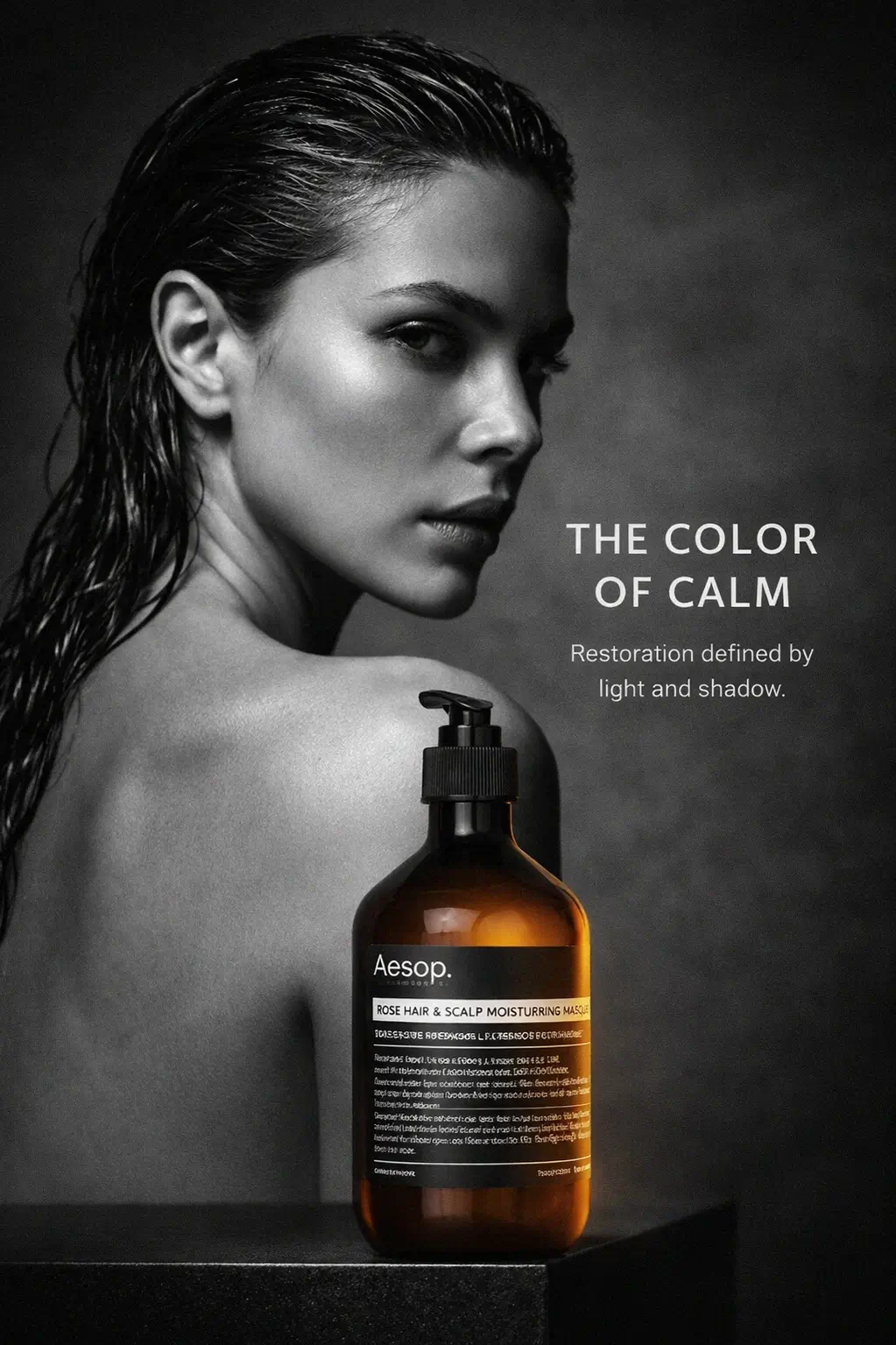 Botanical hair treatment jar on a marble vanity