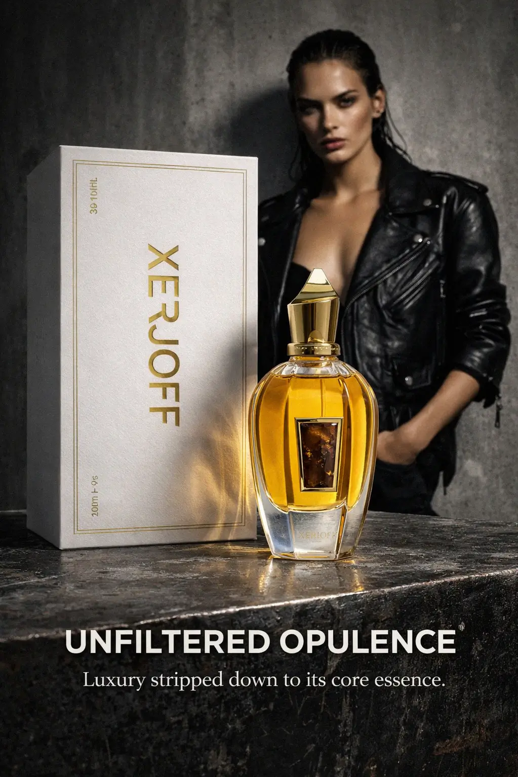 Elegant lifestyle setting for a luxury unisex fragrance