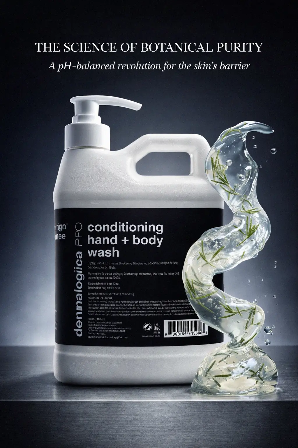 The Dermalogica Conditioning Hand + Body Wash in a luxury bathroom setting