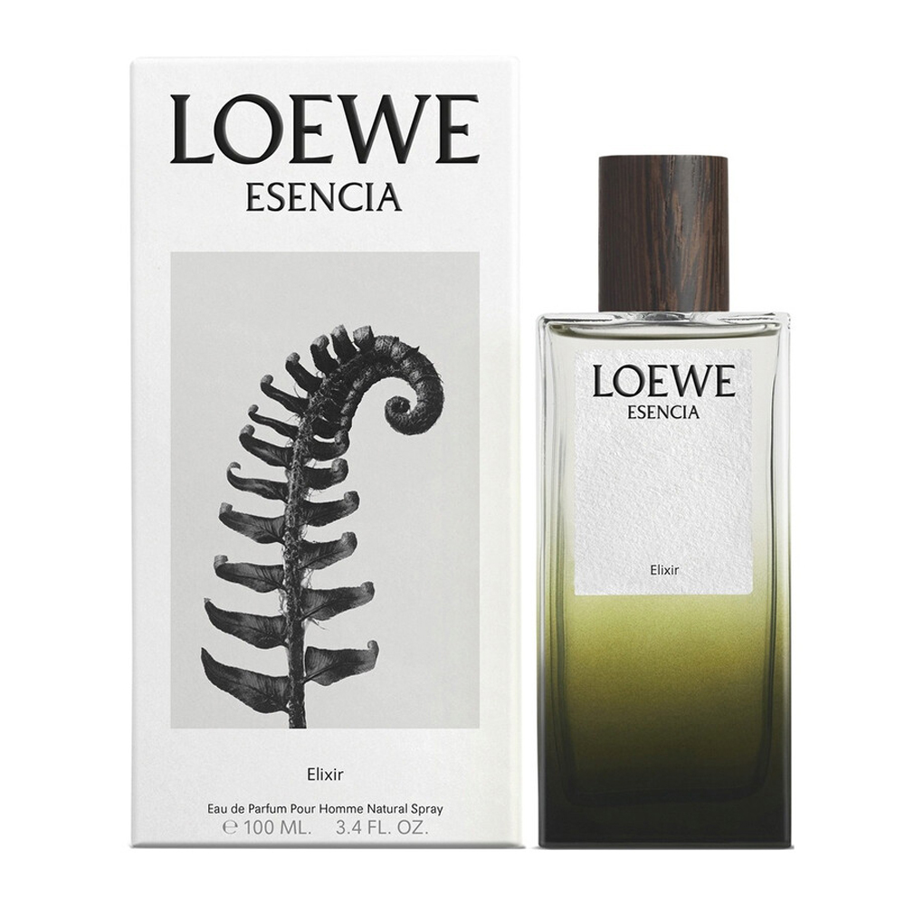 Loewe Esencia Elixir Eau de Parfum bottle with wenge wood stopper