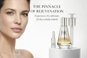 Helena Rubinstein Prodigy Cellglow serum bottle with precision syringe design on a white surface.